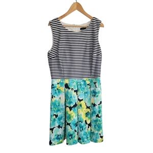 Madison Leigh Navy and White Striped Floral Dress